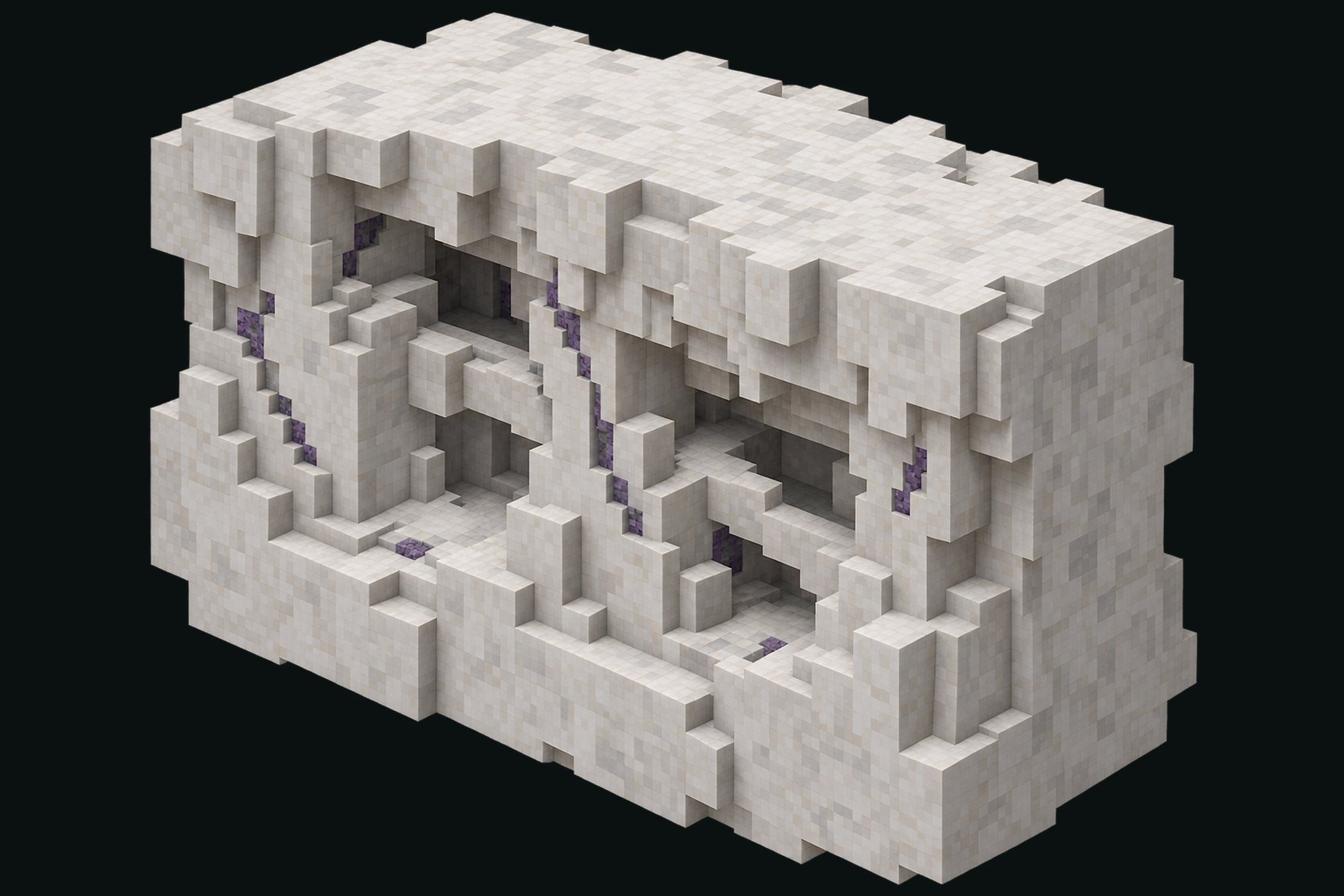 Abstract Core specimen showing dense surrounding stone and its enclosed routes.