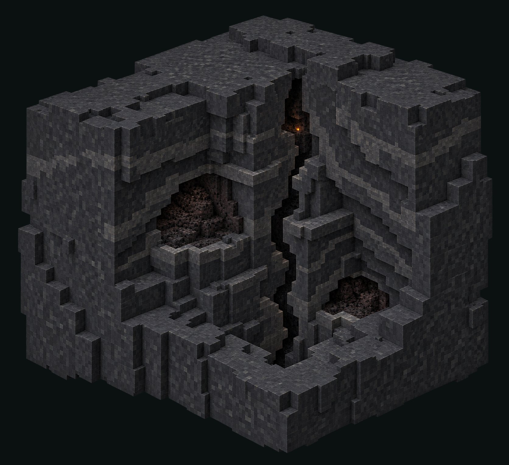Abstract Mantle specimen showing dense surrounding stone and its enclosed routes.